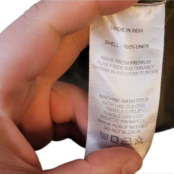 Quince Women's Martini Olive 100% Linen Short Sleeve Shirt Size XL - Picture 5 of 6